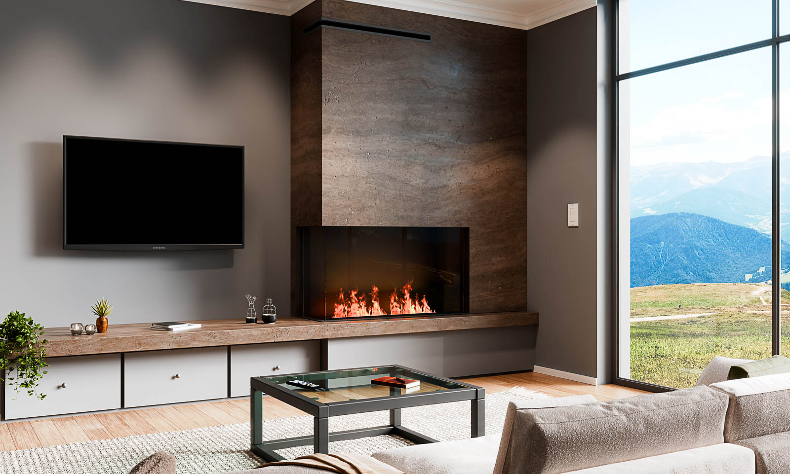 52 Inch Grandview Left-Open Vapor-Fire_HR-2