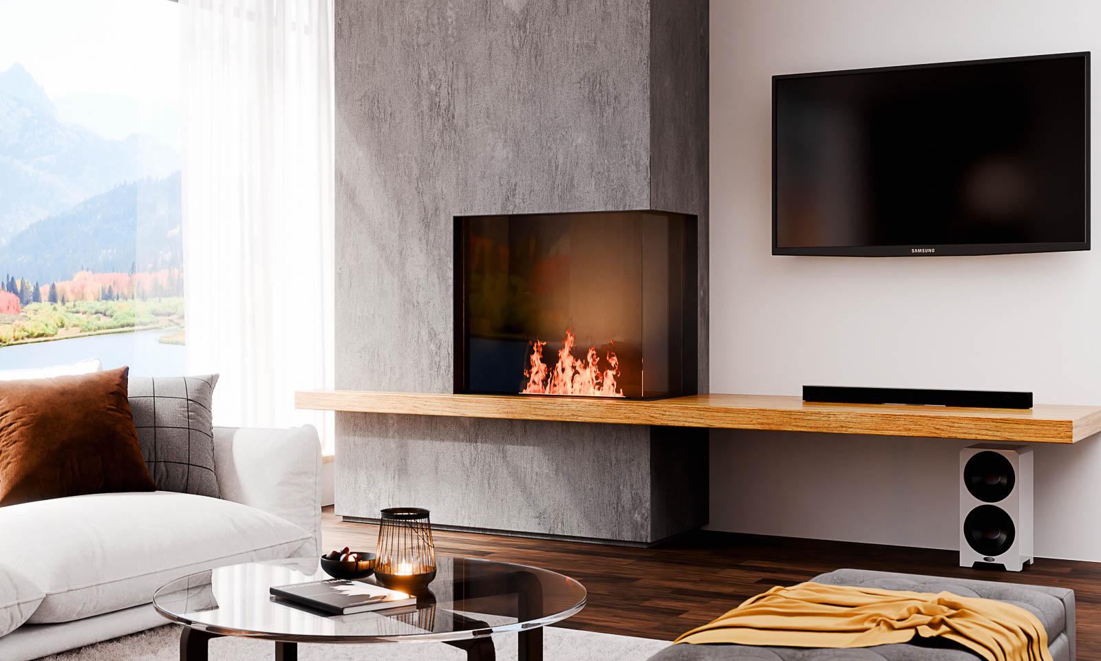 32 Inch Grandview Right-Open Vapor-Fire_HR-3