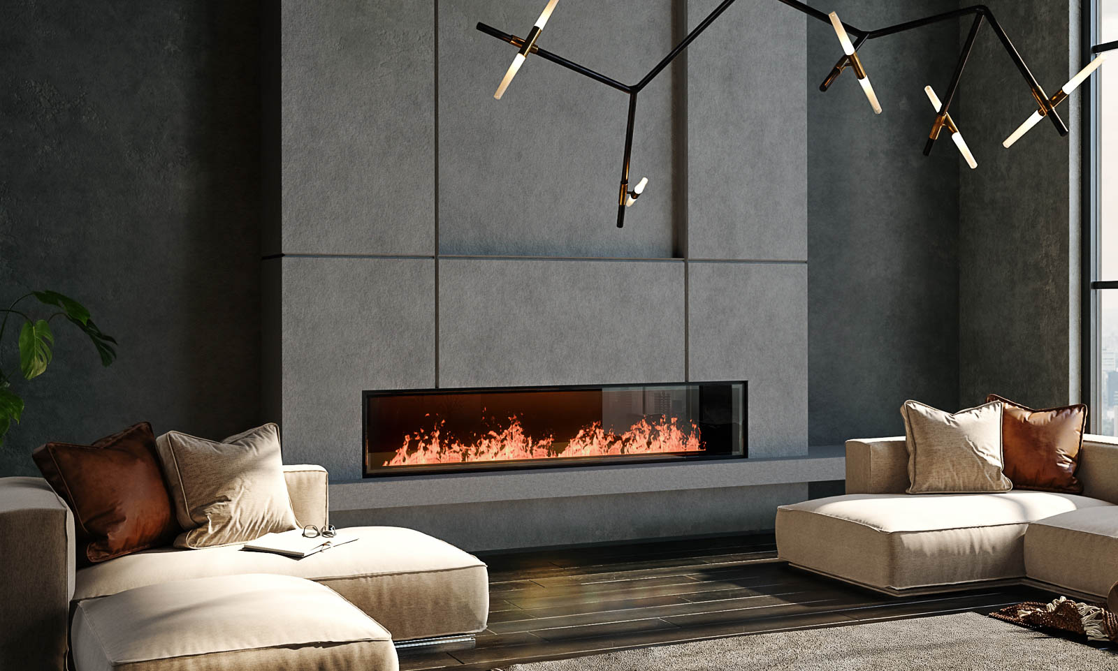 96 Inch Single-Sided Built-In Linear Vapor-Fire_HR_003